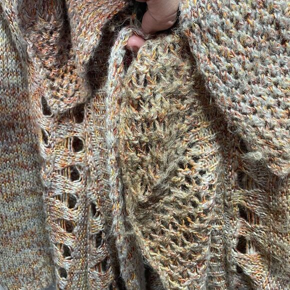 5 for $25🔥Motherhood Maternity Tan Eyelet Open Front Sweater Maternity Medium - Picture 5 of 7